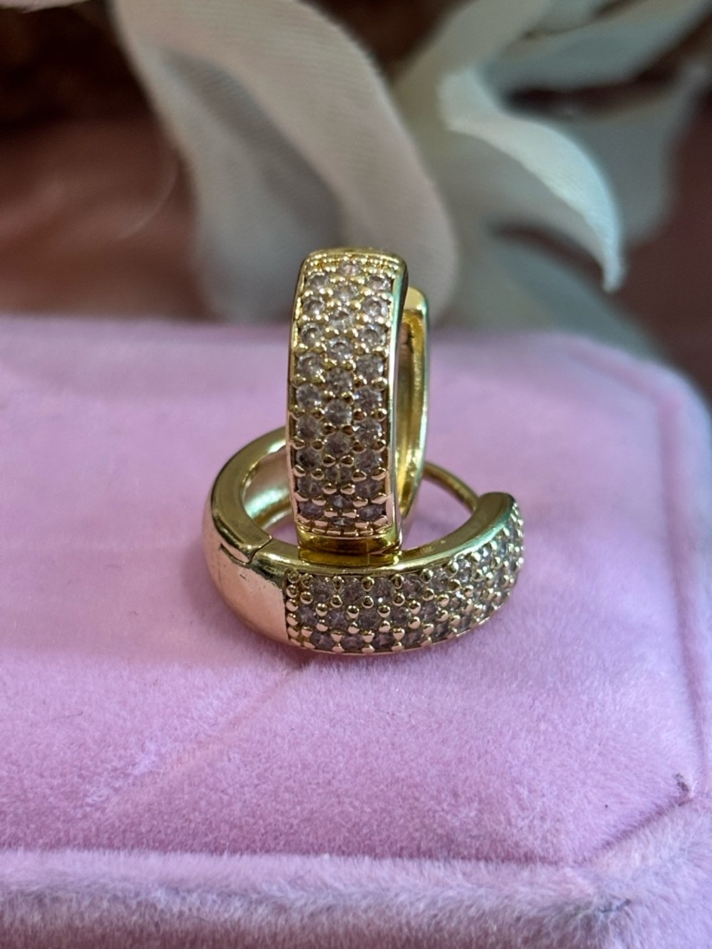 18kt Gold filled Pavé Huggie Hoop Earrings - Women Jewelry